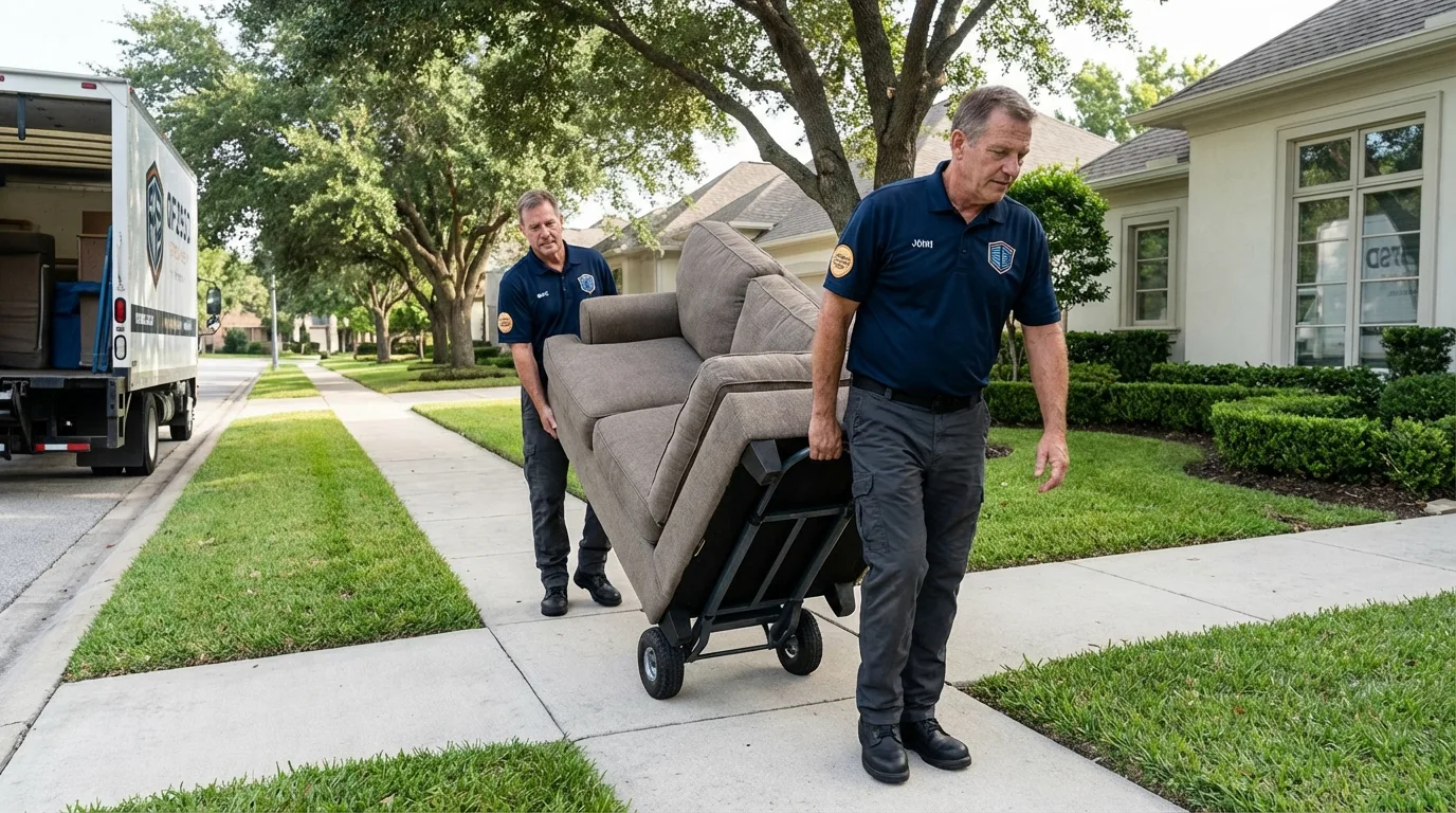 Local residential moving crew loading furniture in Chilton, WI